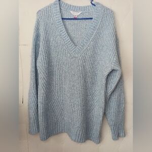 No Boundaries Cozy Blue V-Neck Sweater